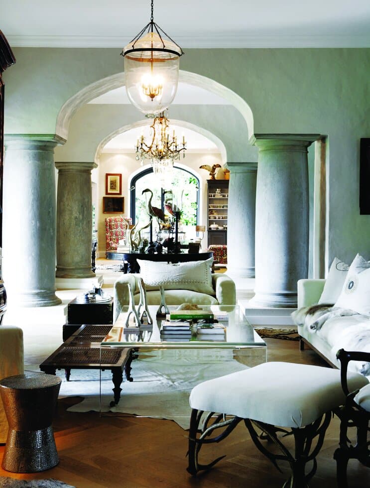 Living: I have a great love for colonial architecture at the best of times, but on this project, which was completed several years ago, the architect Enrico D’Affonchio created a masterpiece of truly modern colonial architecture (those massive support columns make my heart sing with joy!). I was thrilled to have had the opportunity to create an interior in this extraordinary home that reflected the client’s appreciation of contemporary and traditional furniture, art and collectables.