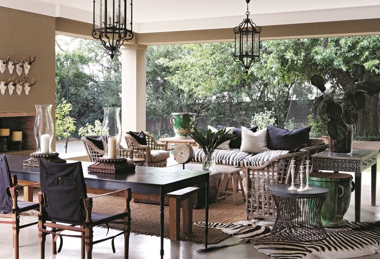 Veranda: I adore verandas, particularly if they are filled with plants and greenery. This one, set in leafy Johannesburg, makes me think of happy summer lunches in the good old days when we all entertained and had a social life!
